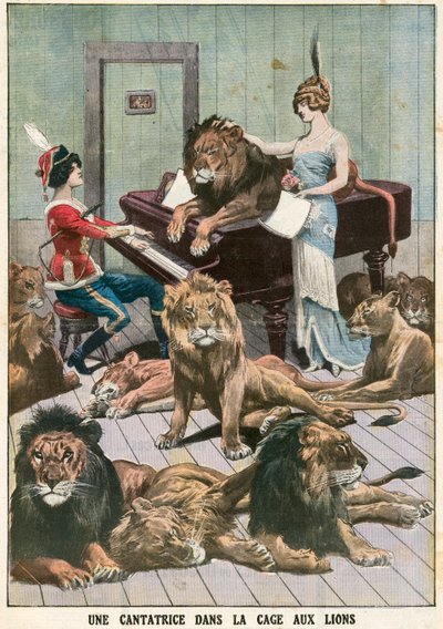 Opera Singer in a Lion Cage by French School